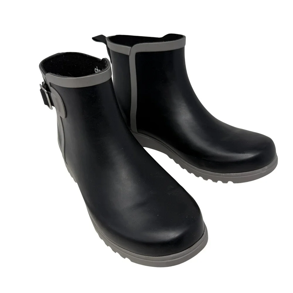 Chooka Montlake Buckle Bootie Womens 8 Black Excellent Waterproof Rain Boots